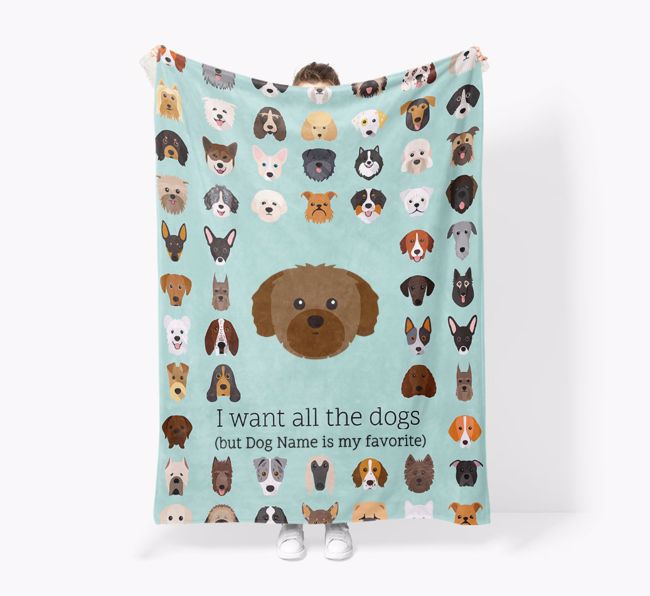 'All The Dogs' - Personalized {breedFullName} Blanket: Premium Sherpa Fleece